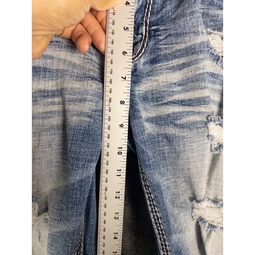 Rock Revival Jeans Womens 28 Yandel‎ Blue Mid Rise Cropped Rhinestone Distressed